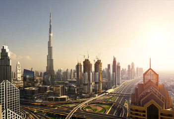 Fototapeta na wymiar Elevated view of Dubai Downtown
