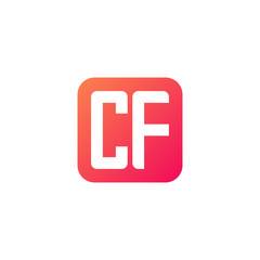 Initial letter CF, rounded letter square logo, modern gradient red color	
 

