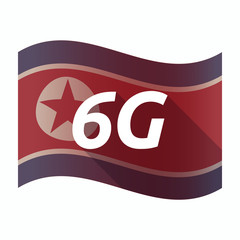 Isolated North Korea flag with    the text 6G