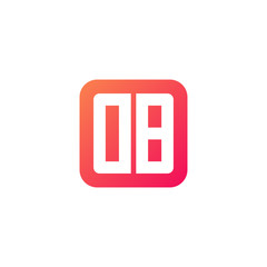 Initial letter DB, rounded letter square logo, modern gradient red color 
