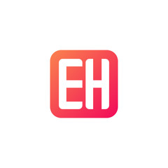 Initial letter EH, rounded letter square logo, modern gradient red color	
 
