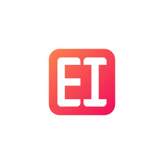Initial letter EI, rounded letter square logo, modern gradient red color	
 
