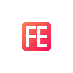 Initial letter FE, rounded letter square logo, modern gradient red color	
 
