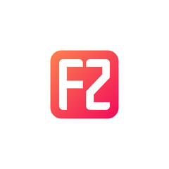 Initial letter FZ, rounded letter square logo, modern gradient red color	
 
