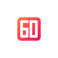 Initial letter GD, rounded letter square logo, modern gradient red color	
 
