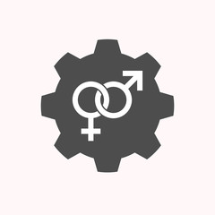 Isolated gear with  an interlaced female an male sexual signs