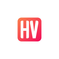 Initial letter HV, rounded letter square logo, modern gradient red color	
 
