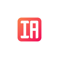 Initial letter IA, rounded letter square logo, modern gradient red color	
 

