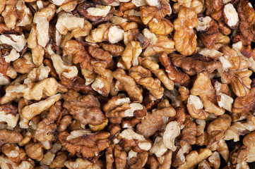 Peeled walnuts pile