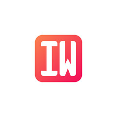 Initial letter IW, rounded letter square logo, modern gradient red color	
 
