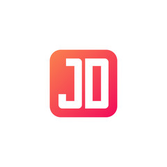 Initial letter JD, rounded letter square logo, modern gradient red color	
 
