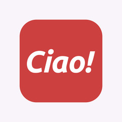Isolated button with  the text Hello! in the Italian language