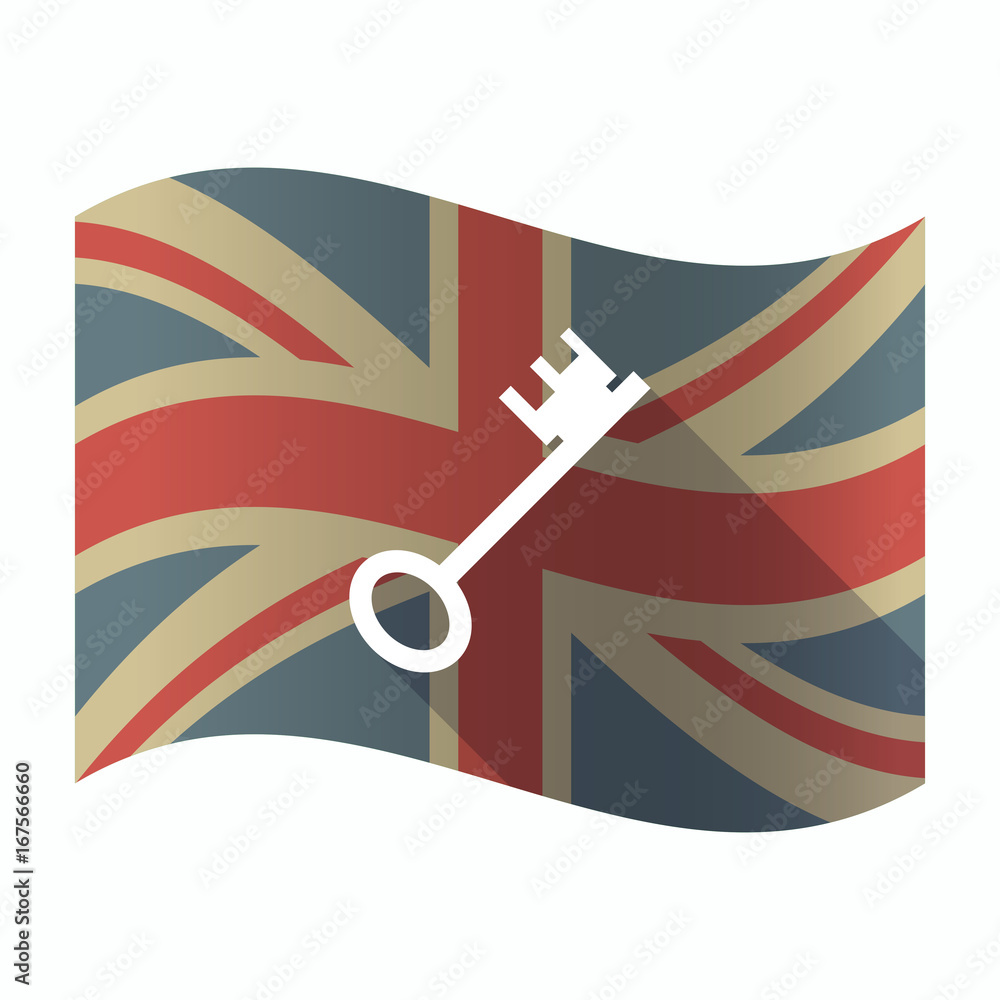 Sticker isolated uk flag with a vintage key