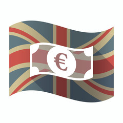 Isolated UK flag with  an euro bank note