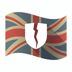 Isolated UK flag with  a broken shield