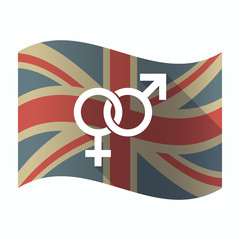 Isolated UK flag with  an interlaced female an male sexual signs