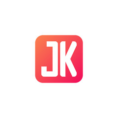 Initial letter JK, rounded letter square logo, modern gradient red color	
 
