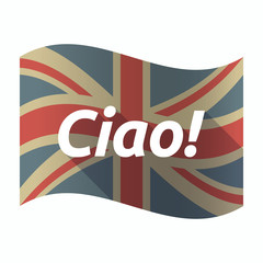 Isolated UK flag with  the text Hello! in the Italian language