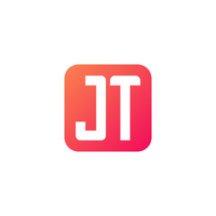 Initial letter JT, rounded letter square logo, modern gradient red color	
 
