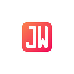 Initial letter JW, rounded letter square logo, modern gradient red color	
 
