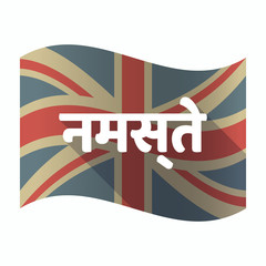 Isolated UK flag with  the text Hello in the hindi language