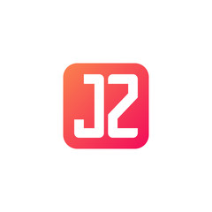 Initial letter JZ, rounded letter square logo, modern gradient red color	
 
