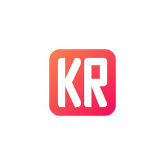 Initial letter KR, rounded letter square logo, modern gradient red color	
 
