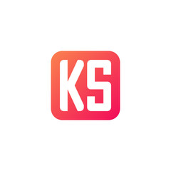 Initial letter KS, rounded letter square logo, modern gradient red color	
 
