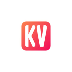 Initial letter KV, rounded letter square logo, modern gradient red color	
 
