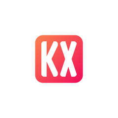 Initial letter KX, rounded letter square logo, modern gradient red color	
 
