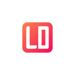 Initial letter LD, rounded letter square logo, modern gradient red color	
 
