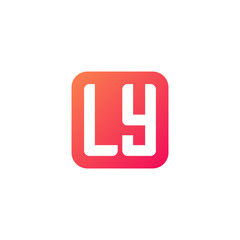 Initial letter LY, rounded letter square logo, modern gradient red color	
 
