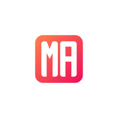 Initial letter MA, rounded letter square logo, modern gradient red color	
 
