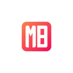 Initial letter MB, rounded letter square logo, modern gradient red color	
 
