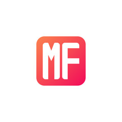 Initial letter MF, rounded letter square logo, modern gradient red color	
 
