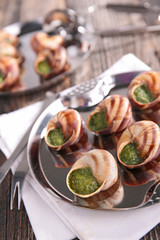 french gastronomy,escargot with parsley and butter