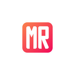 Initial letter MR, rounded letter square logo, modern gradient red color	
 

