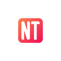 Initial letter NT, rounded letter square logo, modern gradient red color	
 
