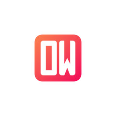 Initial letter OW, rounded letter square logo, modern gradient red color	
 
