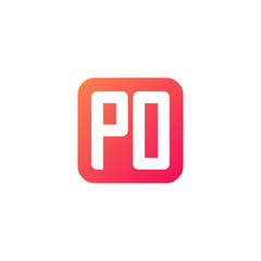 Initial letter PO, rounded letter square logo, modern gradient red color	
 
