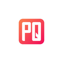 Initial letter PQ, rounded letter square logo, modern gradient red color	
 
