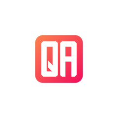 Initial letter QA, rounded letter square logo, modern gradient red color	
 
