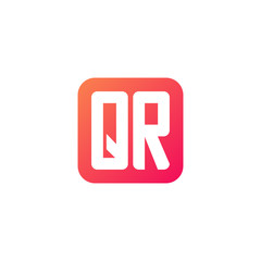 Initial letter QR, rounded letter square logo, modern gradient red color	
 

