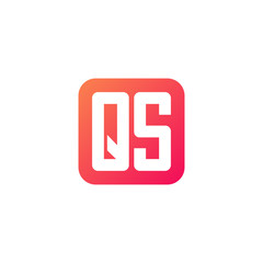 Initial letter QS, rounded letter square logo, modern gradient red color	
 
