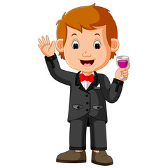 business man holding glass