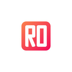 Initial letter RO, rounded letter square logo, modern gradient red color 