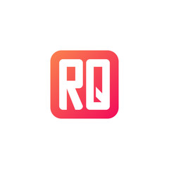 Initial letter RQ, rounded letter square logo, modern gradient red color 