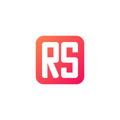 Initial letter RS, rounded letter square logo, modern gradient red color	
 
