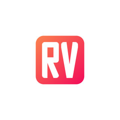 Initial letter RV, rounded letter square logo, modern gradient red color	
 
