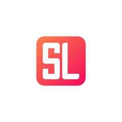 Initial letter SL, rounded letter square logo, modern gradient red color	
 
